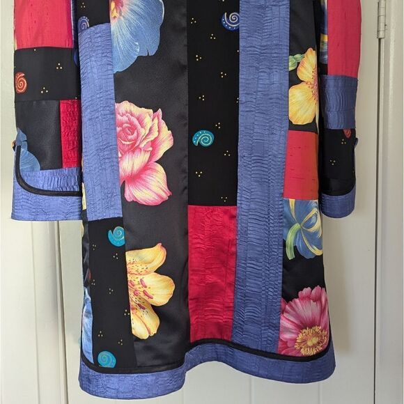 Rare Vintage Jeanne Marc LG Patchwork Floral Rainbow Art to Wear Jacket Duster - Picture 9 of 11